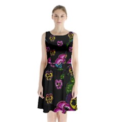 Floral Rhapsody Pt 1 Sleeveless Waist Tie Chiffon Dress by dawnsiegler