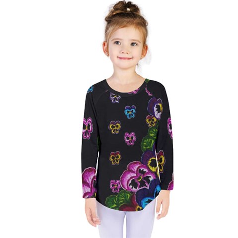 Floral Rhapsody Pt 1 Kids  Long Sleeve Tee by dawnsiegler