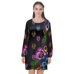 Floral Rhapsody Pt 1 Long Sleeve Chiffon Shift Dress  by dawnsiegler