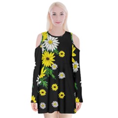 Floral Rhapsody Pt 3 Velvet Long Sleeve Shoulder Cutout Dress