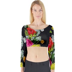 Floral Rhapsody Pt 4 Long Sleeve Crop Top by dawnsiegler