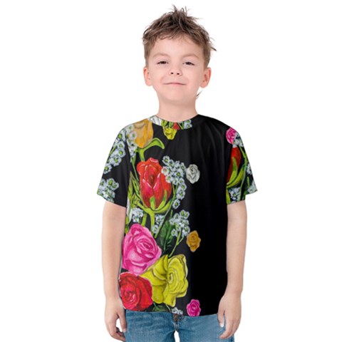 Floral Rhapsody Pt 4 Kids  Cotton Tee by dawnsiegler