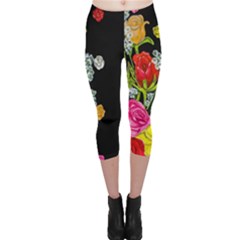 Floral Rhapsody Pt 4 Capri Leggings  by dawnsiegler