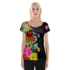 Floral Rhapsody Pt 4 Women s Cap Sleeve Top by dawnsiegler