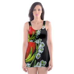 Floral Rhapsody Pt 4 Skater Dress Swimsuit by dawnsiegler