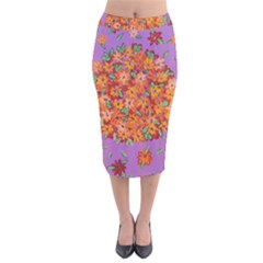 Floral Sphere Velvet Midi Pencil Skirt by dawnsiegler