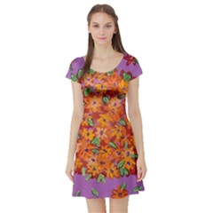 Floral Sphere Short Sleeve Skater Dress by dawnsiegler