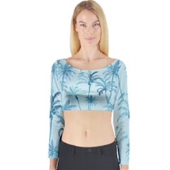 Watercolor Palms Pattern  Long Sleeve Crop Top by TastefulDesigns