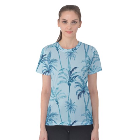 Watercolor Palms Pattern  Women s Cotton Tee by TastefulDesigns