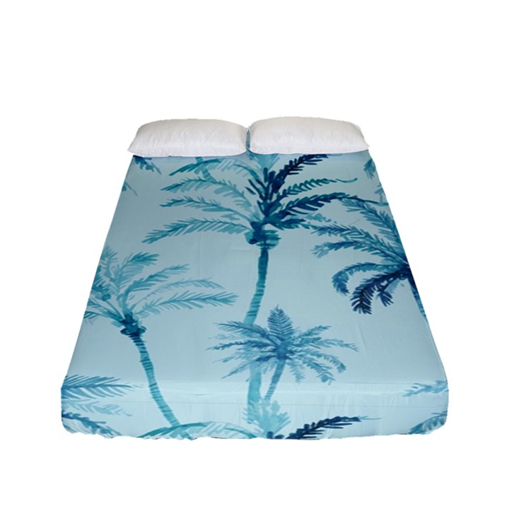 Watercolor Palms Pattern  Fitted Sheet (Full/ Double Size)