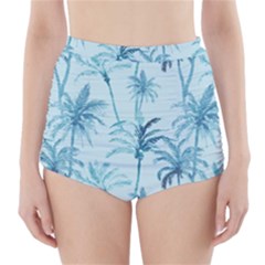 Watercolor Palms Pattern  High-waisted Bikini Bottoms by TastefulDesigns