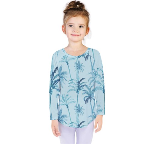 Watercolor Palms Pattern  Kids  Long Sleeve Tee by TastefulDesigns