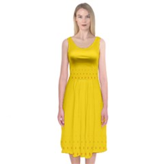 Yellow Star Light Space Midi Sleeveless Dress by Mariart