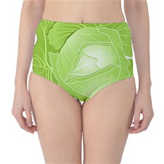 Cabbage Leaf Vegetable Green High-waist Bikini Bottoms by Mariart