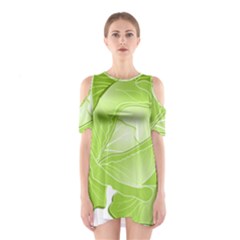 Cabbage Leaf Vegetable Green Shoulder Cutout One Piece by Mariart