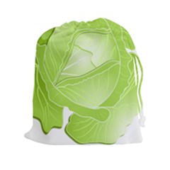 Cabbage Leaf Vegetable Green Drawstring Pouches (xxl) by Mariart