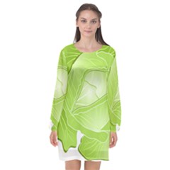 Cabbage Leaf Vegetable Green Long Sleeve Chiffon Shift Dress  by Mariart