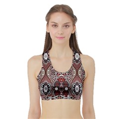 Batik Fabric Sports Bra With Border by Mariart