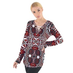 Batik Fabric Women s Tie Up Tee by Mariart