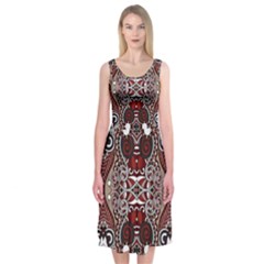 Batik Fabric Midi Sleeveless Dress by Mariart