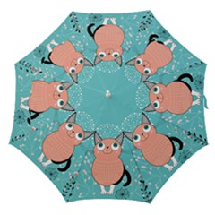 Cat Face Mask Smile Cute Leaf Flower Floral Straight Umbrellas by Mariart