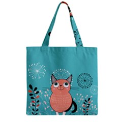 Cat Face Mask Smile Cute Leaf Flower Floral Zipper Grocery Tote Bag by Mariart