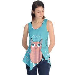 Cat Face Mask Smile Cute Leaf Flower Floral Sleeveless Tunic by Mariart