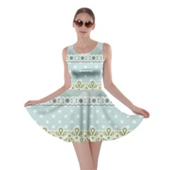 Circle Polka Plaid Triangle Gold Blue Flower Floral Star Skater Dress by Mariart