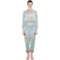 Circle Polka Plaid Triangle Gold Blue Flower Floral Star Hooded Jumpsuit (ladies)  by Mariart