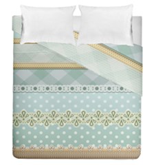 Circle Polka Plaid Triangle Gold Blue Flower Floral Star Duvet Cover Double Side (queen Size) by Mariart