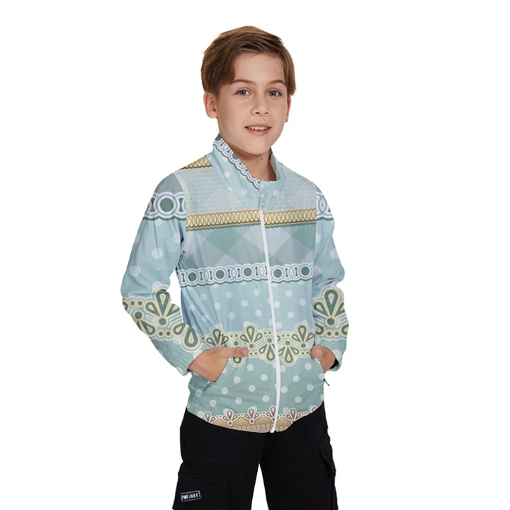 Circle Polka Plaid Triangle Gold Blue Flower Floral Star Wind Breaker (Kids)