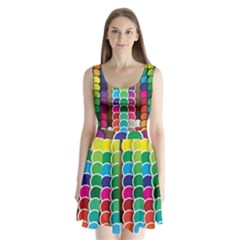 Circle Round Yellow Green Blue Purple Brown Orange Pink Split Back Mini Dress  by Mariart