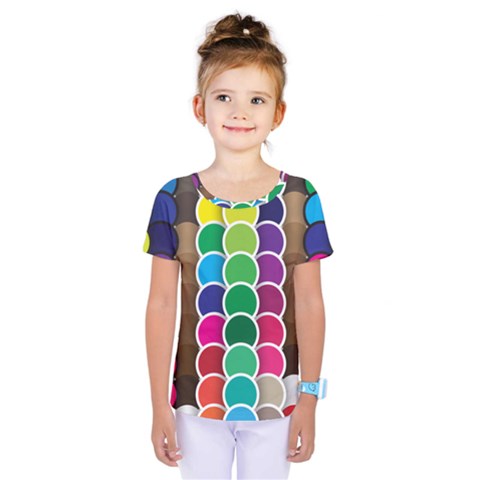 Circle Round Yellow Green Blue Purple Brown Orange Pink Kids  One Piece Tee by Mariart