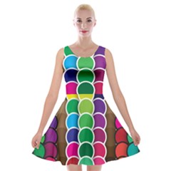 Circle Round Yellow Green Blue Purple Brown Orange Pink Velvet Skater Dress by Mariart