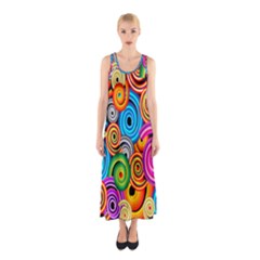 Circle Round Hole Rainbow Sleeveless Maxi Dress by Mariart