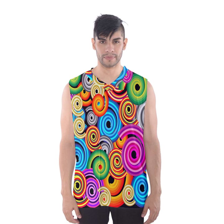 Circle Round Hole Rainbow Men s Basketball Tank Top