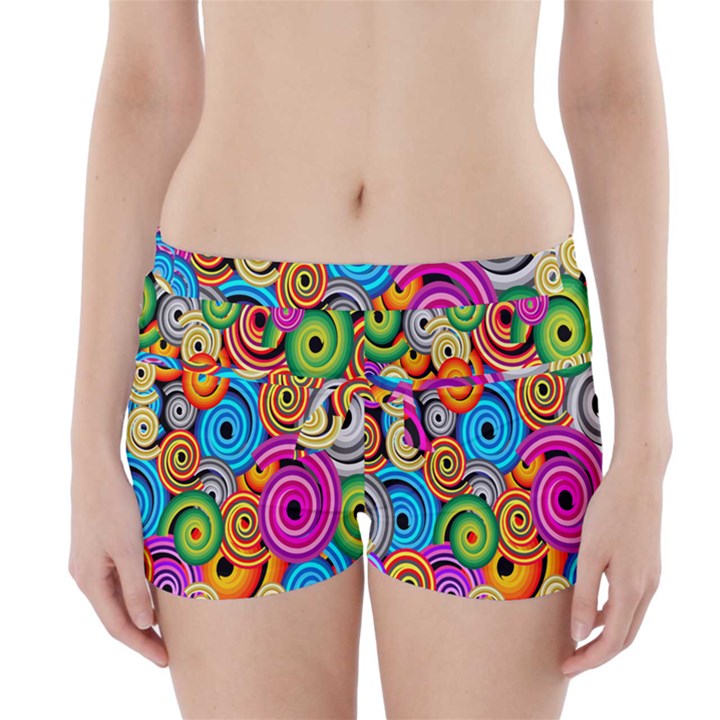 Circle Round Hole Rainbow Boyleg Bikini Wrap Bottoms