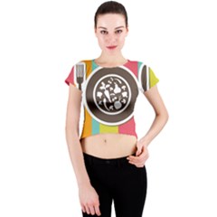 Dinerplate Tablemaner Food Fok Knife Crew Neck Crop Top by Mariart