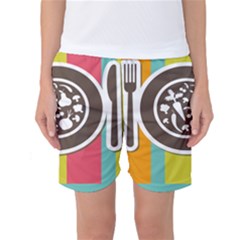 Dinerplate Tablemaner Food Fok Knife Women s Basketball Shorts by Mariart