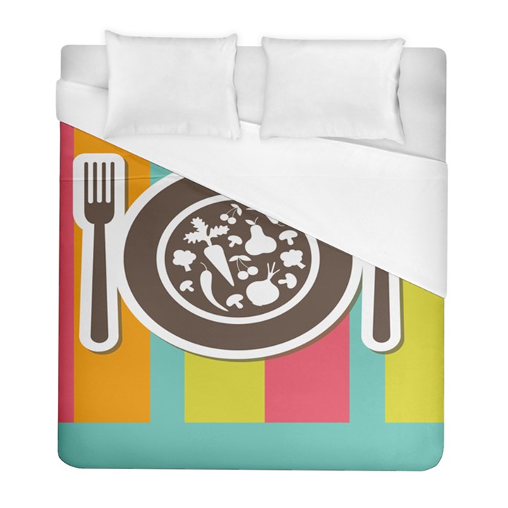 Dinerplate Tablemaner Food Fok Knife Duvet Cover (Full/ Double Size)