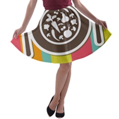 Dinerplate Tablemaner Food Fok Knife A-line Skater Skirt by Mariart