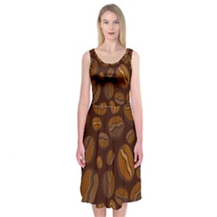 Coffee Beans Midi Sleeveless Dress by Mariart