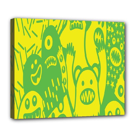 Easter Monster Sinister Happy Green Yellow Magic Rock Deluxe Canvas 24  X 20   by Mariart