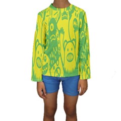 Easter Monster Sinister Happy Green Yellow Magic Rock Kids  Long Sleeve Swimwear by Mariart