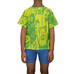 Easter Monster Sinister Happy Green Yellow Magic Rock Kids  Short Sleeve Swimwear by Mariart