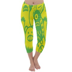 Easter Monster Sinister Happy Green Yellow Magic Rock Capri Winter Leggings  by Mariart