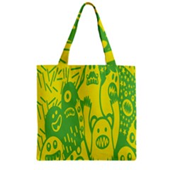 Easter Monster Sinister Happy Green Yellow Magic Rock Zipper Grocery Tote Bag by Mariart