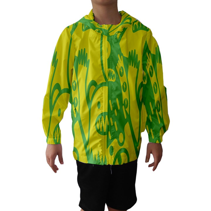 Easter Monster Sinister Happy Green Yellow Magic Rock Hooded Wind Breaker (Kids)