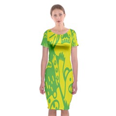 Easter Monster Sinister Happy Green Yellow Magic Rock Classic Short Sleeve Midi Dress by Mariart