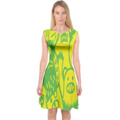 Easter Monster Sinister Happy Green Yellow Magic Rock Capsleeve Midi Dress by Mariart